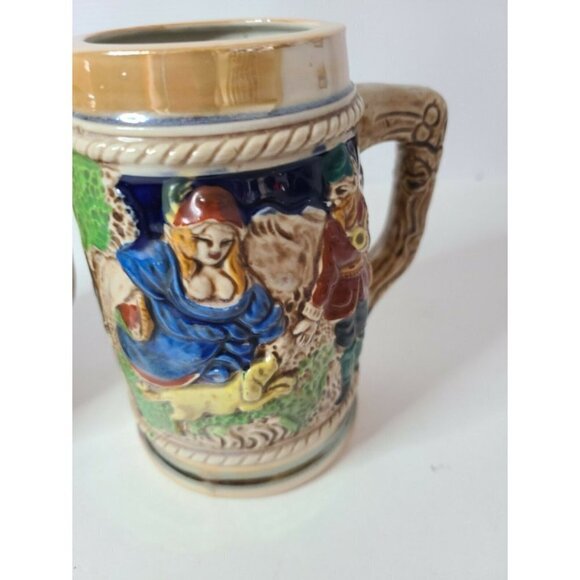 VINTAGE German Style Beer Stein Mug Set of Two - Picture 3 of 12